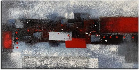 Textured 3D Oil Painting on Canvas Thick Linen Artwork Modern Abstract Art for Wall Decor Red Gray Painting Picture for Home Decoration